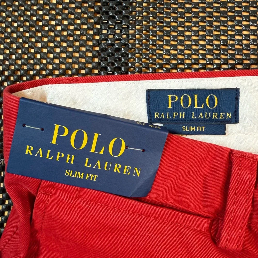 Polo Ralph Lauren Slim Fit Chino Pants Mens 32x32 Red Cotton Twill NWT